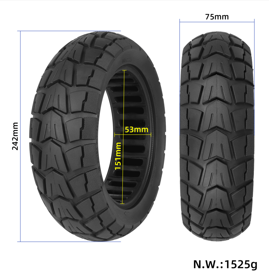 PNEUMATICO pieno gomma solida ruota Off Road 10X2.75 pollici monopattino Kugoo G3, Engwe S6, Ducati, Lexgo, Aerlang, Hitway ed altri ( 70/65-6.5)