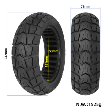 PNEUMATICO pieno gomma solida ruota Off Road 10X2.75 pollici monopattino Kugoo G3, Engwe S6, Ducati, Lexgo, Aerlang, Hitway ed altri ( 70/65-6.5)