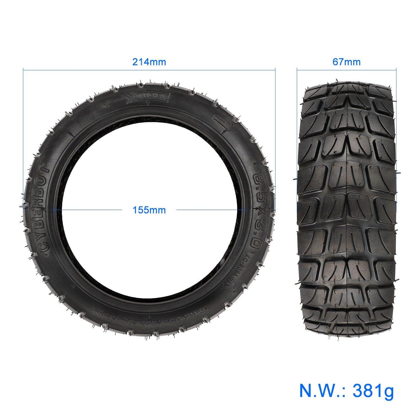 Pneumatico offroad 8.5x3 pollici diametro 134mm per KugooKirin KuKirin G2 Pro e altri monopattini elettrici
