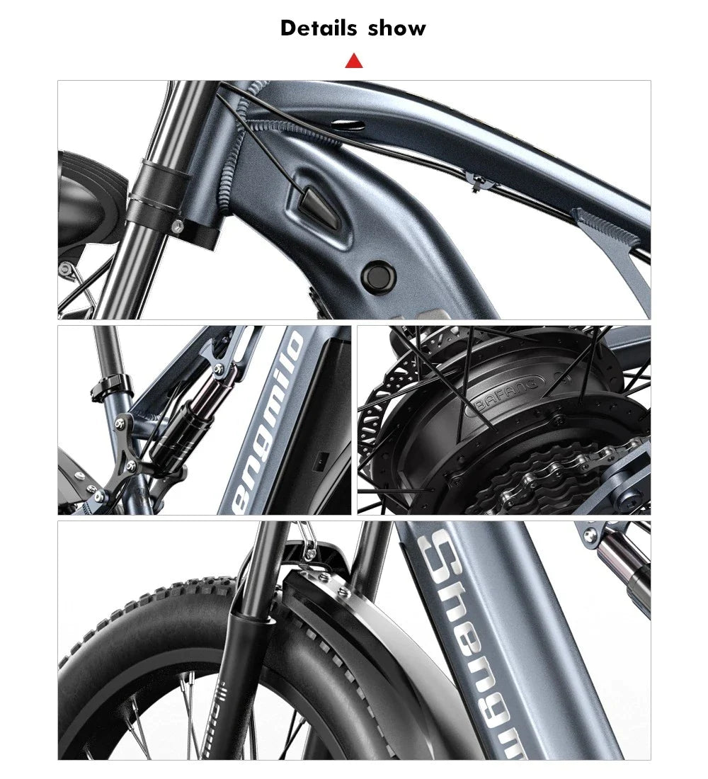 SHENGMILO MX05 | BAFANG Motore 500W (PICCO 1000W) | LG Batteria 48V 15AH | 26X3.0 Fat Tire E-Bike Bicicletta Elettrica | 42km/h 60km con Freno Idraulico