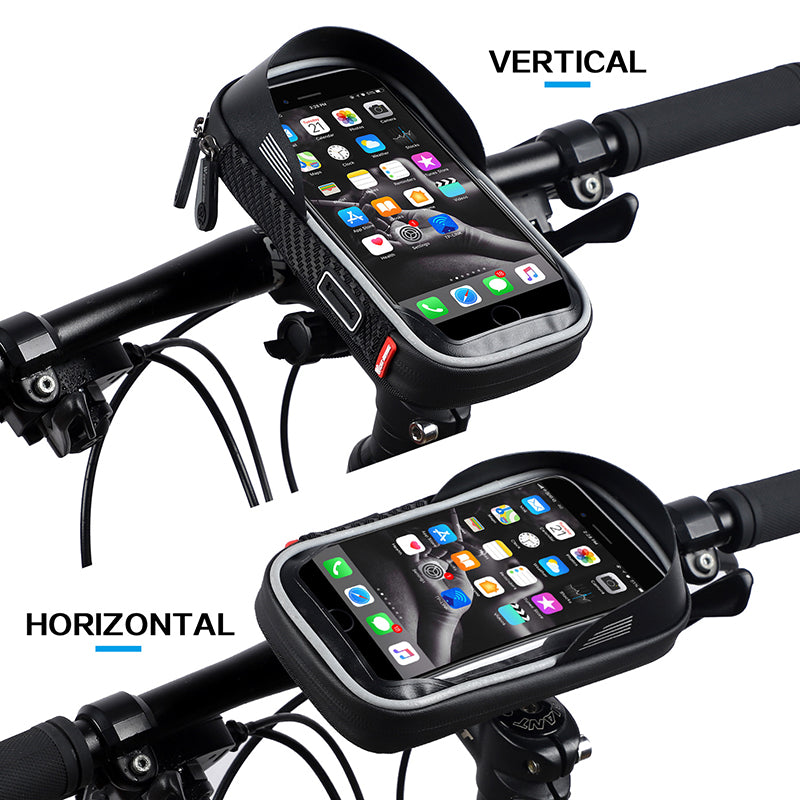 Borsa per bicicletta impermeabile borsa per cellulare per iPhone da 6.5 pollici borse per manubrio da ciclismo MTB con supporto