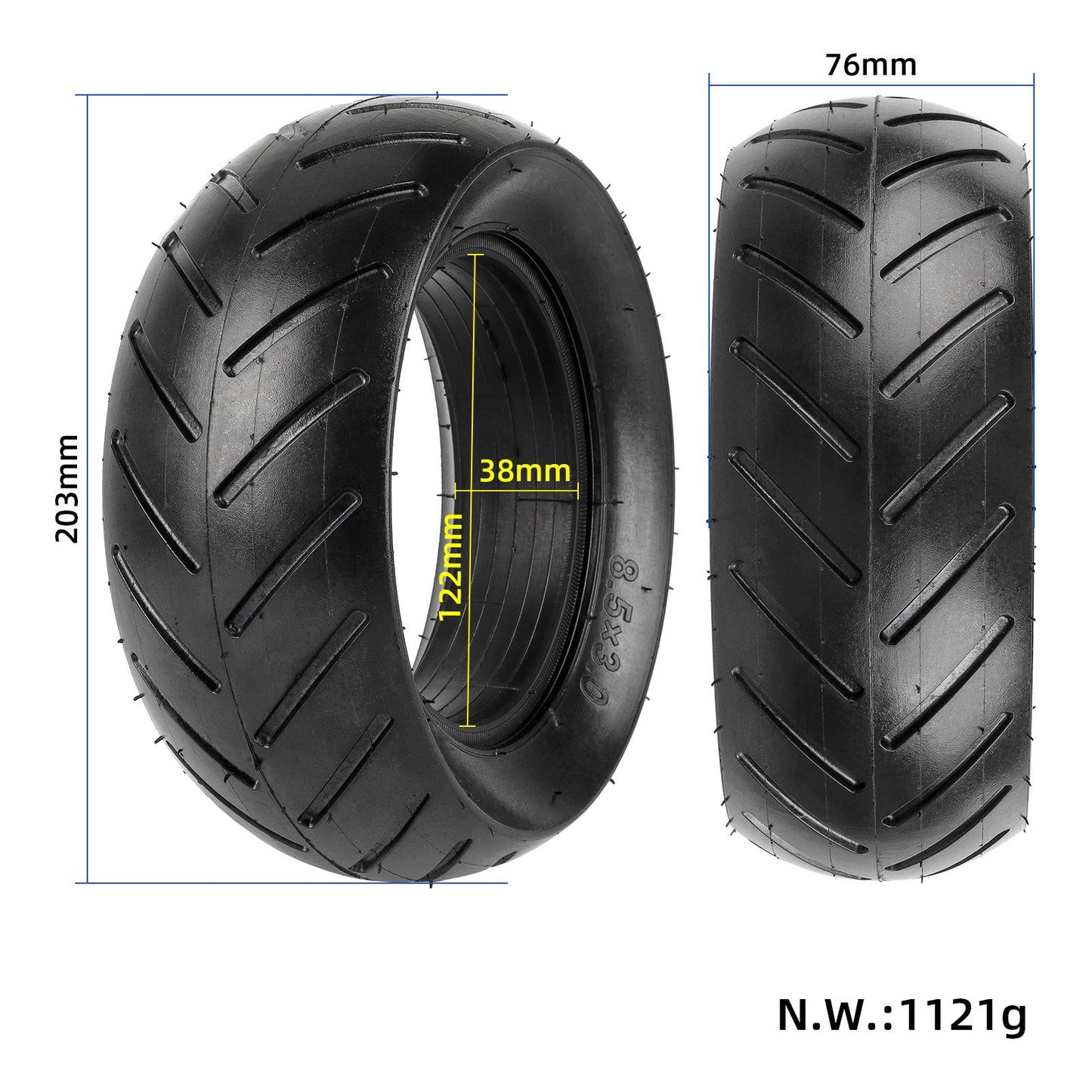 PNEUMATICO pieno gomma solida ruota 8.5x3 pollici per monopattino KuKirin G2 Pro Zero 8/9 VSETT 8/9 PRO e Altri