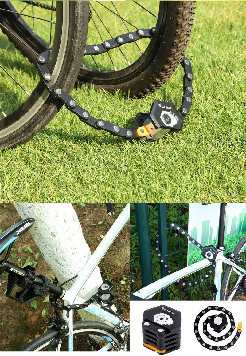WEST BIKING Lucchetto Pieghevole a Catena Universale per Bici e Monopattini Elettrici