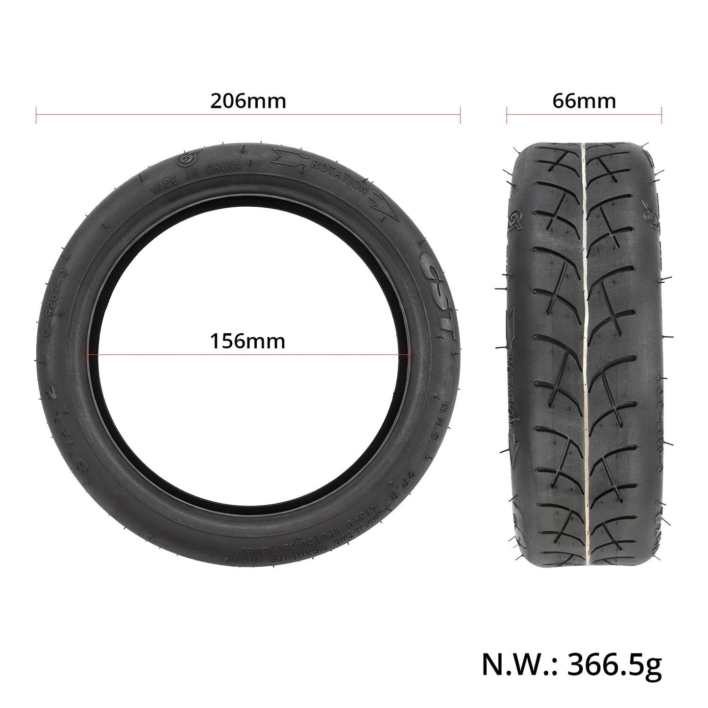 Copertone pneumatico CST 8,5x2 pollici Interno ed Esterno per monopattino Xiaomi, Ducati, Lexgo, Nilox, Alfa Romeo, Vivobike, Woow (50/75-6.1)