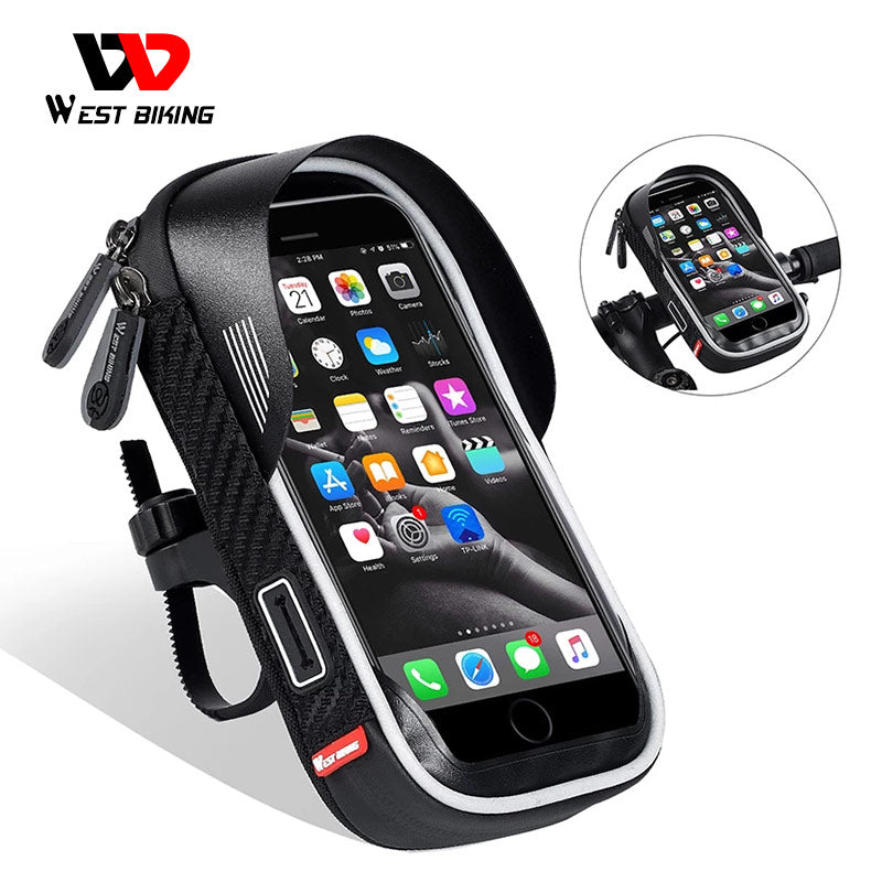 Borsa per bicicletta impermeabile borsa per cellulare per iPhone da 6.5 pollici borse per manubrio da ciclismo MTB con supporto