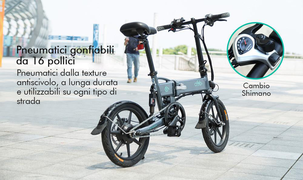 FIIDO D2S ITALIA | Bicicletta Elettrica E-Bike | Cambio Shimano | Motore 250W | Ruote da 16" FIIDO