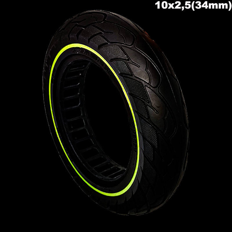 PNEUMATICO pieno gomma solida ruota 10x2.5 pollici cerchi da 34mm per monopattino Kugoo Kirin KuKirin M4/M4 Pro e altri scooters-Fluorescente